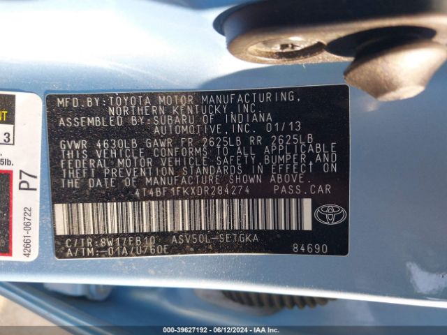 Photo 8 VIN: 4T4BF1FKXDR284274 - TOYOTA CAMRY 