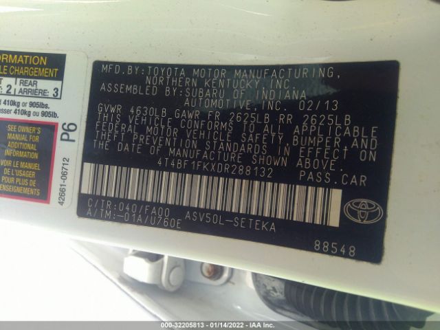 Photo 8 VIN: 4T4BF1FKXDR288132 - TOYOTA CAMRY 