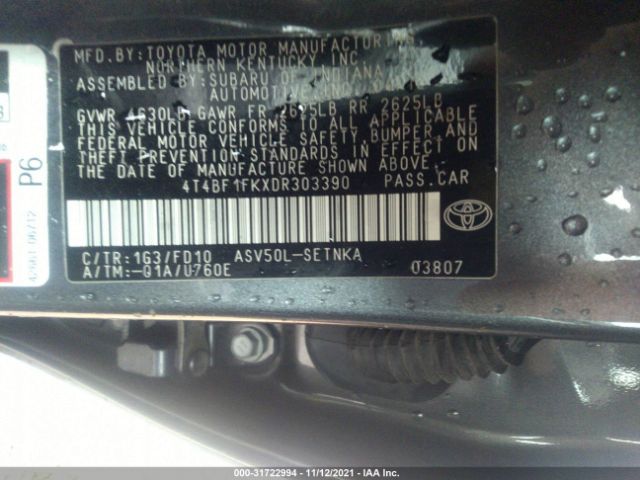 Photo 8 VIN: 4T4BF1FKXDR303390 - TOYOTA CAMRY 