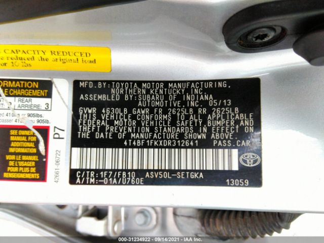 Photo 8 VIN: 4T4BF1FKXDR312641 - TOYOTA CAMRY 