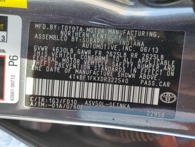 Photo 11 VIN: 4T4BF1FKXDR322540 - TOYOTA CAMRY L 