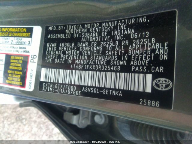 Photo 8 VIN: 4T4BF1FKXDR325468 - TOYOTA CAMRY 