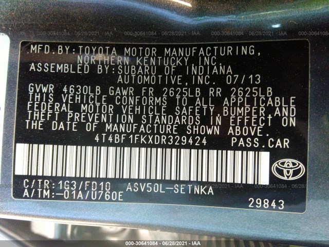 Photo 8 VIN: 4T4BF1FKXDR329424 - TOYOTA CAMRY 