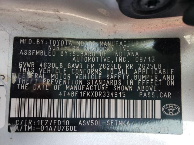 Photo 9 VIN: 4T4BF1FKXDR334915 - TOYOTA CAMRY L 