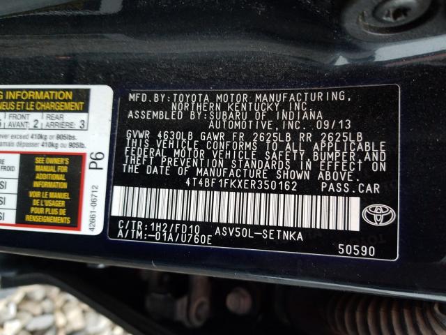 Photo 9 VIN: 4T4BF1FKXER350162 - TOYOTA CAMRY L 