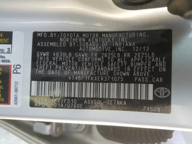 Photo 9 VIN: 4T4BF1FKXER371075 - TOYOTA CAMRY L 