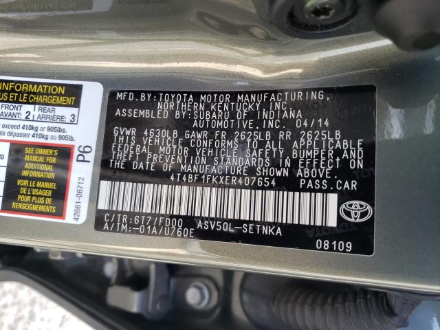 Photo 9 VIN: 4T4BF1FKXER407654 - TOYOTA LE 