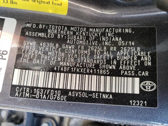 Photo 9 VIN: 4T4BF1FKXER411865 - TOYOTA CAMRY L 