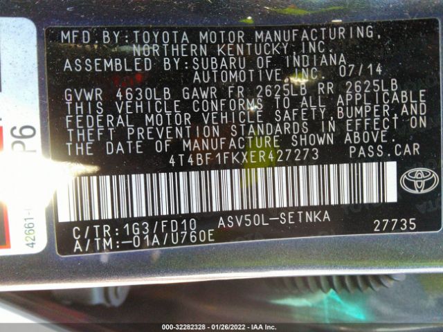 Photo 8 VIN: 4T4BF1FKXER427273 - TOYOTA CAMRY 