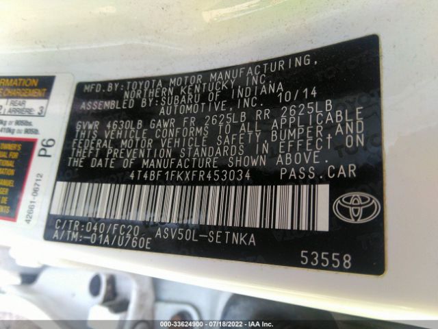 Photo 8 VIN: 4T4BF1FKXFR453034 - TOYOTA CAMRY 