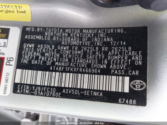 Photo 8 VIN: 4T4BF1FKXFR466964 - TOYOTA CAMRY 