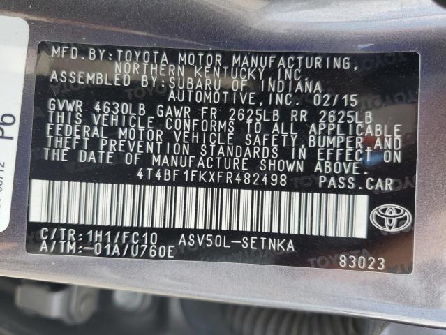 Photo 12 VIN: 4T4BF1FKXFR482498 - TOYOTA CAMRY LE 