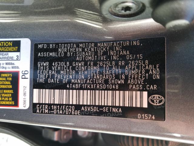 Photo 9 VIN: 4T4BF1FKXFR501048 - TOYOTA CAMRY LE 