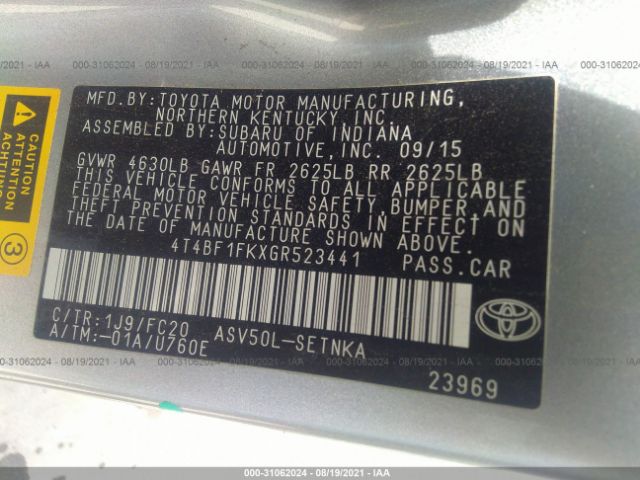 Photo 8 VIN: 4T4BF1FKXGR523441 - TOYOTA CAMRY 