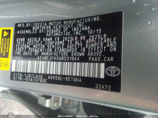 Photo 8 VIN: 4T4BF1FKXGR531944 - TOYOTA CAMRY 