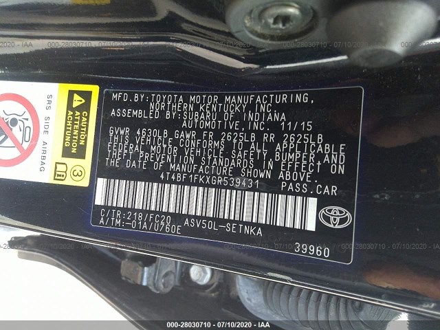 Photo 8 VIN: 4T4BF1FKXGR539431 - TOYOTA CAMRY 