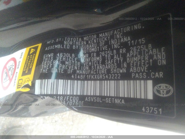 Photo 8 VIN: 4T4BF1FKXGR543222 - TOYOTA CAMRY 