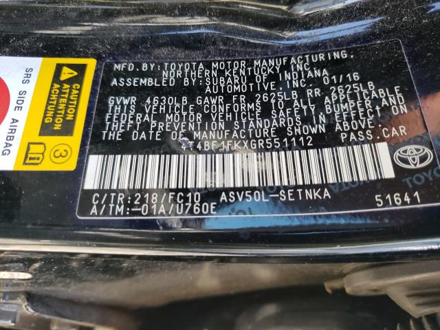 Photo 9 VIN: 4T4BF1FKXGR551112 - TOYOTA CAMRY LE 