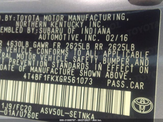 Photo 8 VIN: 4T4BF1FKXGR561073 - TOYOTA CAMRY 