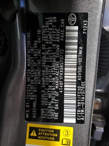 Photo 11 VIN: 4T4BF1FKXGR570713 - TOYOTA CAMRY LE 