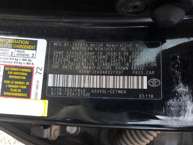 Photo 9 VIN: 4T4BF3EK0AR027097 - TOYOTA CAMRY BASE 