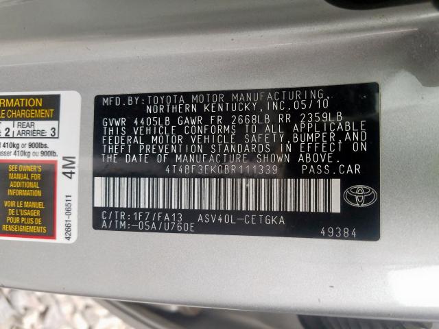 Photo 9 VIN: 4T4BF3EK0BR111339 - TOYOTA CAMRY 