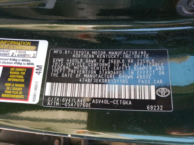 Photo 9 VIN: 4T4BF3EK0BR131185 - TOYOTA CAMRY BASE 