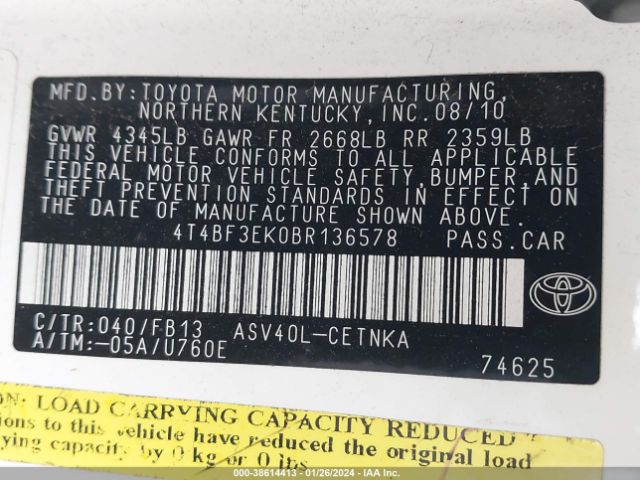 Photo 8 VIN: 4T4BF3EK0BR136578 - TOYOTA CAMRY 