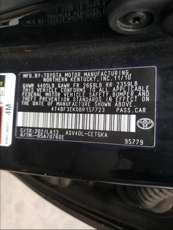 Photo 9 VIN: 4T4BF3EK0BR157723 - TOYOTA CAMRY BASE 