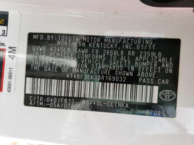 Photo 9 VIN: 4T4BF3EK0BR169032 - TOYOTA CAMRY BASE 