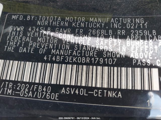 Photo 8 VIN: 4T4BF3EK0BR179107 - TOYOTA CAMRY 