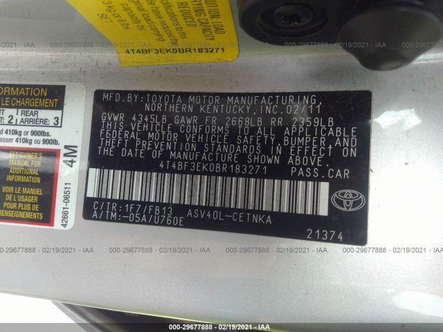 Photo 8 VIN: 4T4BF3EK0BR183271 - TOYOTA CAMRY 