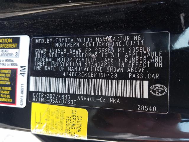 Photo 9 VIN: 4T4BF3EK0BR190429 - TOYOTA CAMRY BASE 