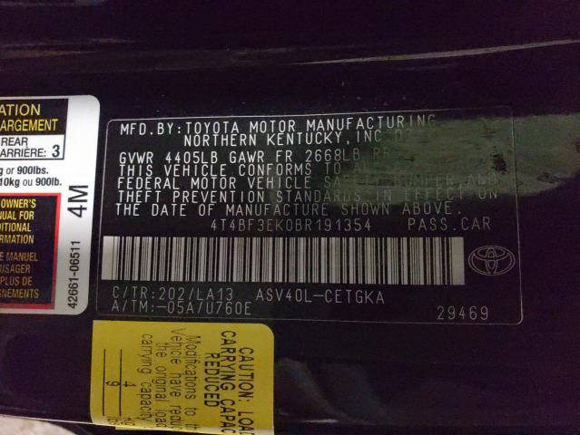 Photo 9 VIN: 4T4BF3EK0BR191354 - TOYOTA CAMRY BASE 