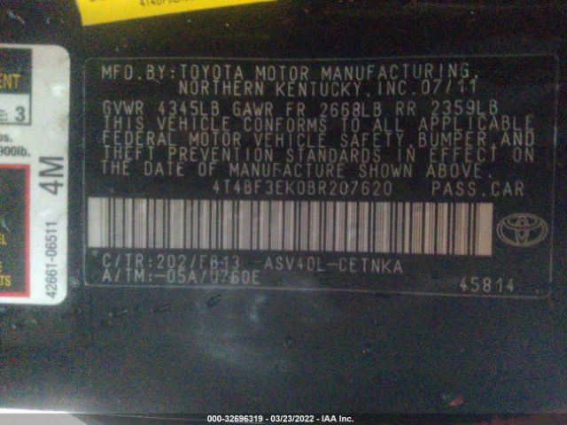 Photo 8 VIN: 4T4BF3EK0BR207620 - TOYOTA CAMRY 