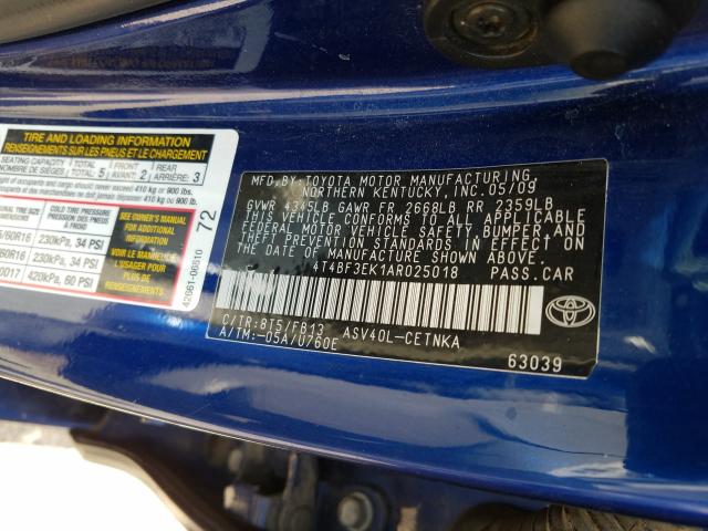 Photo 9 VIN: 4T4BF3EK1AR025018 - TOYOTA CAMRY 