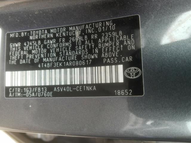 Photo 9 VIN: 4T4BF3EK1AR080617 - TOYOTA CAMRY BASE 