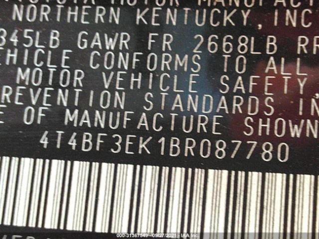 Photo 8 VIN: 4T4BF3EK1BR087780 - TOYOTA CAMRY 