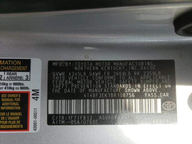 Photo 9 VIN: 4T4BF3EK1BR108756 - TOYOTA CAMRY BASE 