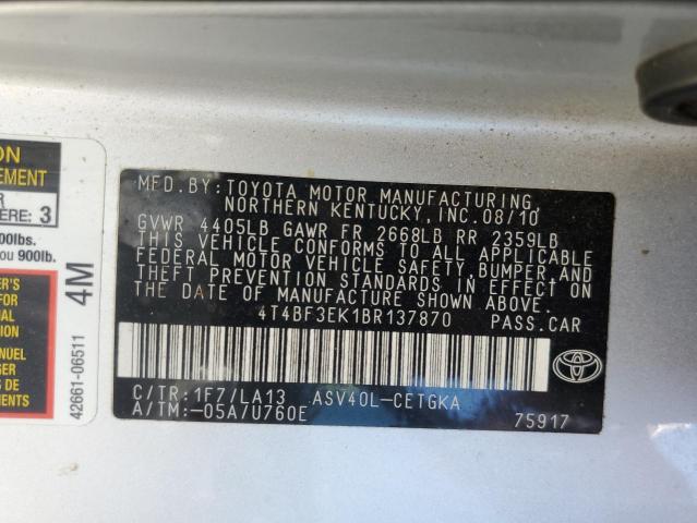 Photo 11 VIN: 4T4BF3EK1BR137870 - TOYOTA CAMRY BASE 