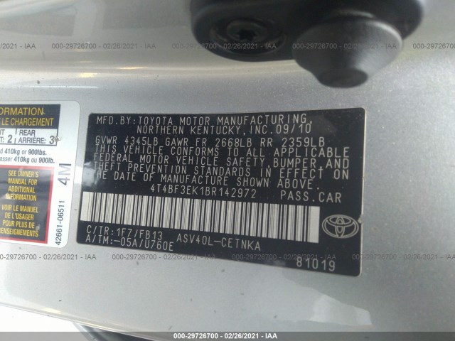 Photo 8 VIN: 4T4BF3EK1BR142972 - TOYOTA CAMRY 