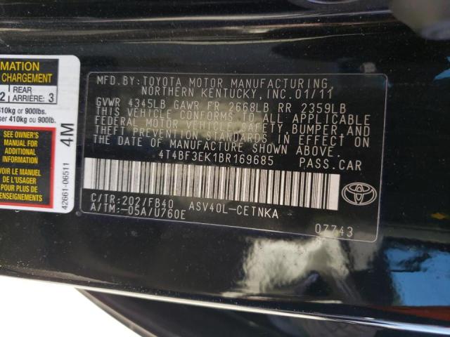 Photo 9 VIN: 4T4BF3EK1BR169685 - TOYOTA CAMRY BASE 