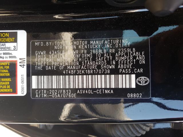 Photo 9 VIN: 4T4BF3EK1BR170738 - TOYOTA CAMRY BASE 