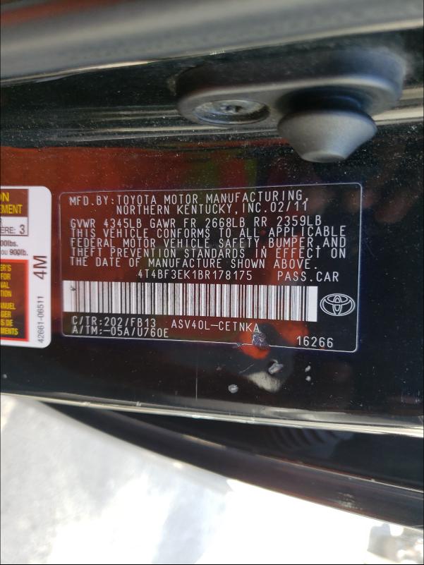 Photo 9 VIN: 4T4BF3EK1BR178175 - TOYOTA CAMRY BASE 