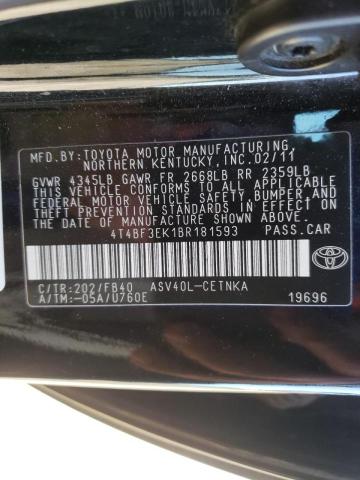 Photo 9 VIN: 4T4BF3EK1BR181593 - TOYOTA CAMRY BASE 