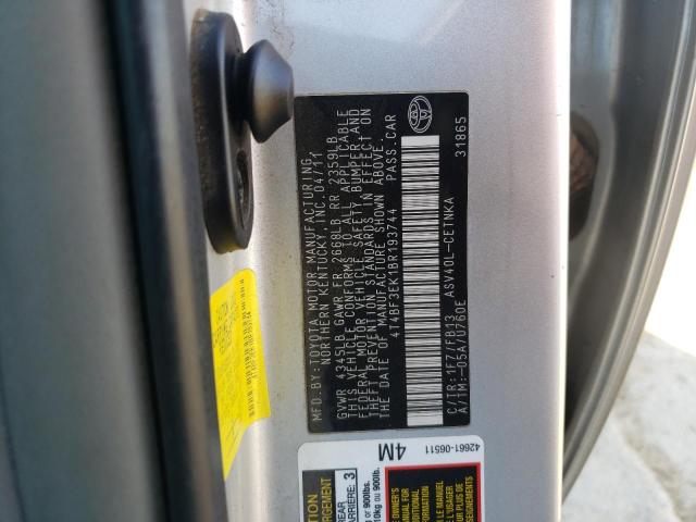 Photo 9 VIN: 4T4BF3EK1BR193744 - TOYOTA CAMRY BASE 