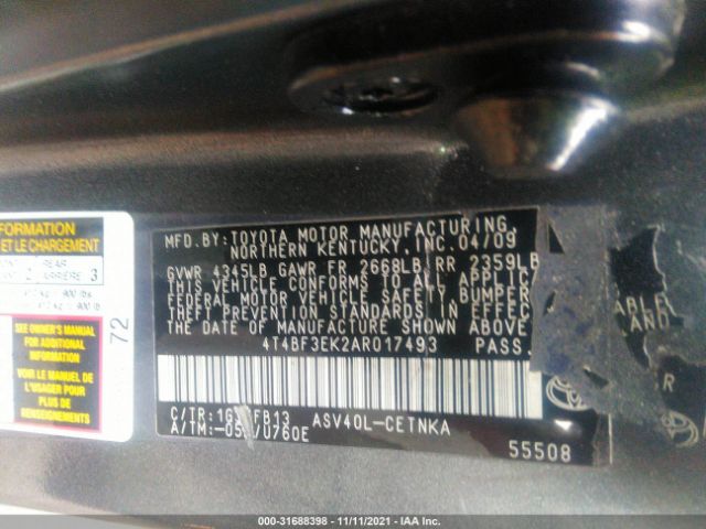 Photo 8 VIN: 4T4BF3EK2AR017493 - TOYOTA CAMRY 