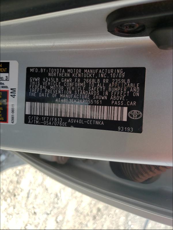 Photo 9 VIN: 4T4BF3EK2AR055161 - TOYOTA CAMRY BASE 