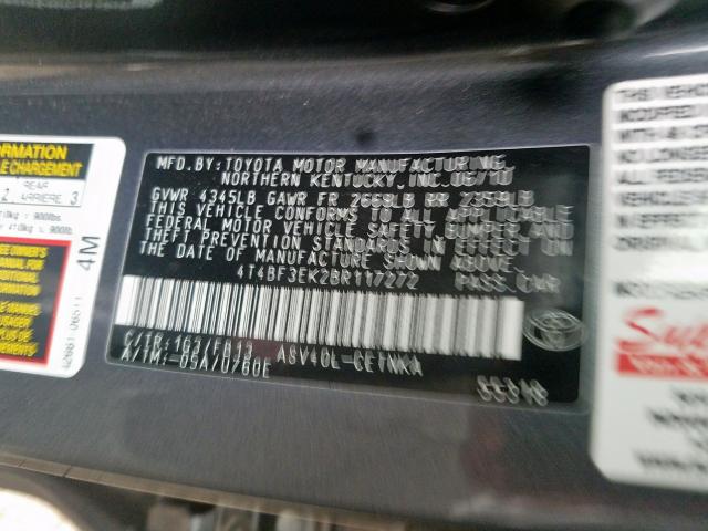 Photo 9 VIN: 4T4BF3EK2BR117272 - TOYOTA CAMRY BASE 