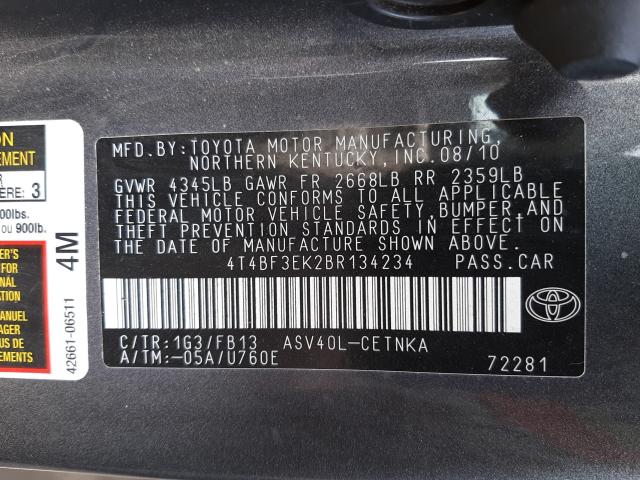 Photo 9 VIN: 4T4BF3EK2BR134234 - TOYOTA CAMRY BASE 